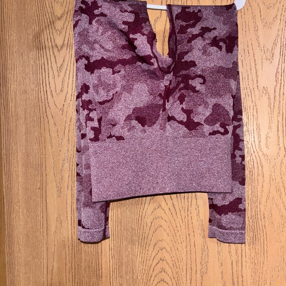 Camouflage Patterned Sweater in Burgundy and Pink
